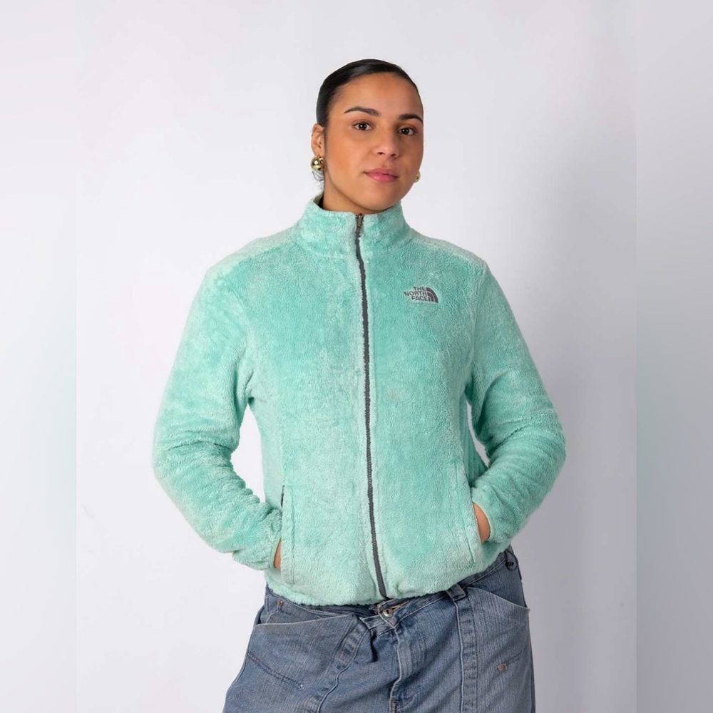 The North Face Womens Jacket Medium Mint Green Osito Fleece Full Zipper